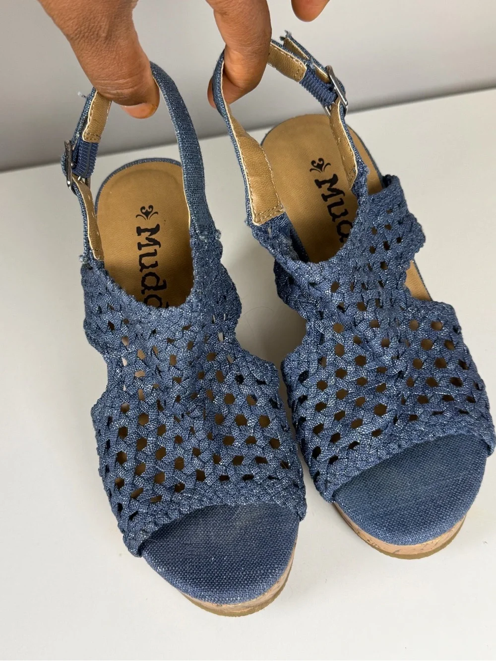 Woven Blue Platform Sandals - Womens size 6